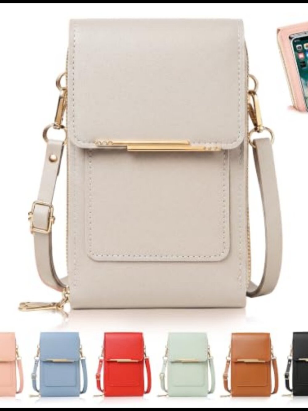 Touchscreen Crossbody Phone Bag for Women PU Leather Anti Theft Small